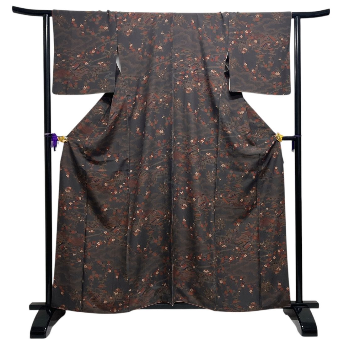 未着用 小紋 風景模様 流水 松竹梅 菖蒲 楓 着物 114 b d ms