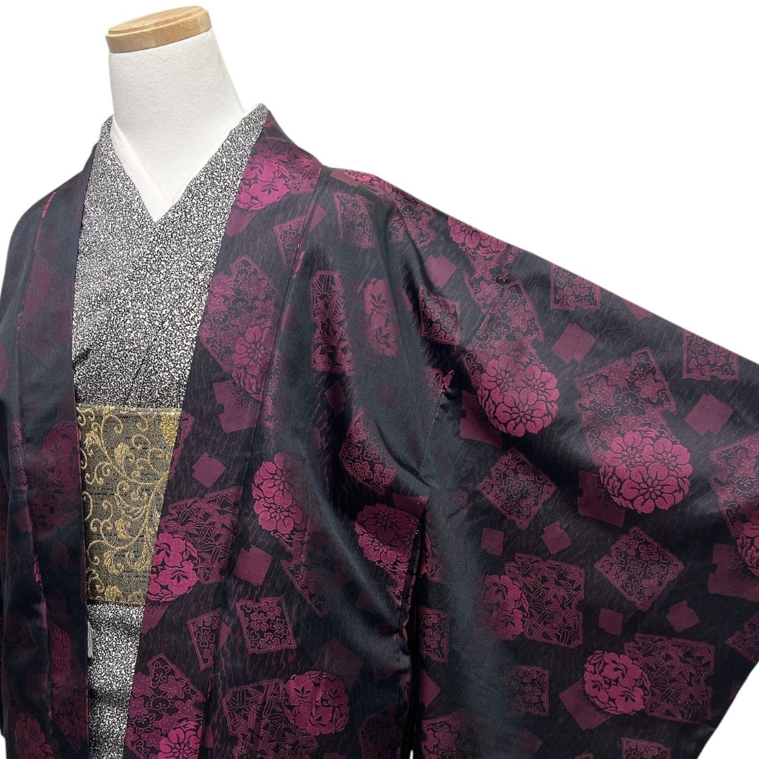 羽織 花紋 色紙 竹 鉄線 桔梗 橘 花菱 着物 114 b d ms