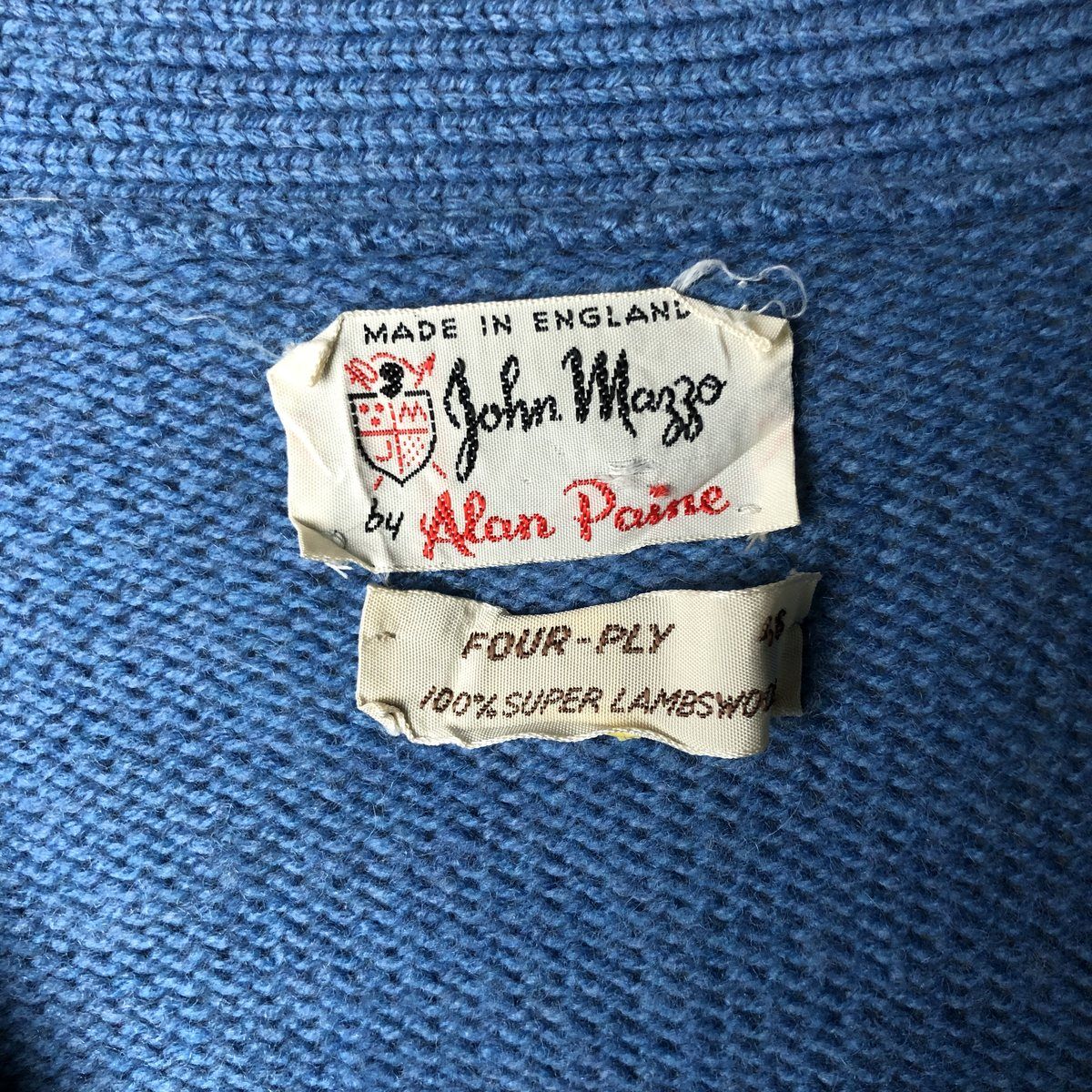 古着 アラン ペイン Alan Paine John Mazzo ウールニットカーディガン