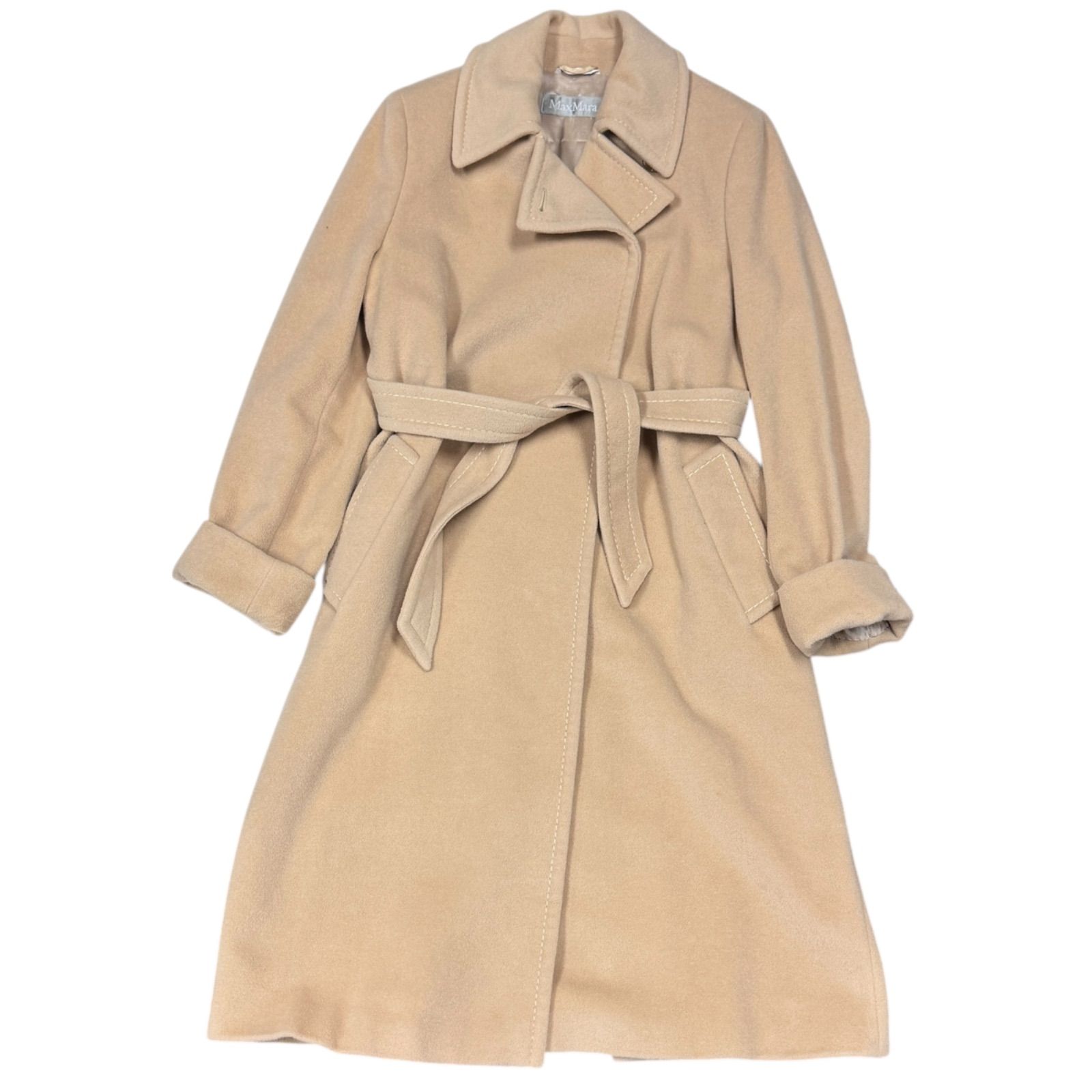 美品✨マックスマーラ ロングコート アンゴラ ガウン ベルト 大きいサイズ 42 高級 美品 MaxMara マックスマーラ ベルテッドコート ロング ウール
