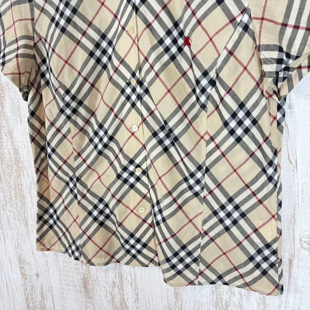 未使用品 BURBERRY バーバリー 半袖 Tシャツ ホースロゴ ノバチェック チェック スリーブ コットンTシャツ (ホワイト) - ウィメンズ