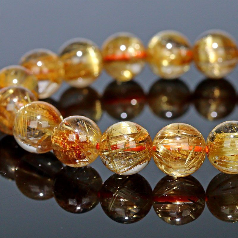 【極上,希少,美品】タイチンキャッツアイルチルクォーツ　９㎜　ブレスレット　レア K2034-5〕約10mm 最高品質 キャッツアイタイチンルチルクォーツ