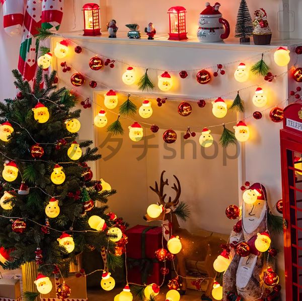 送料無料】クリスマスイルミネーション 4m 20灯 発光サンタ 雪だるま