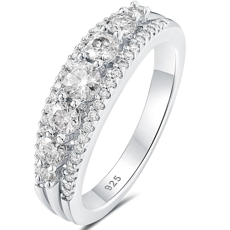 【新品】 [Newshe Jewellery] モアサナイト ウェディングバンド 婦人用 エタニティリング 925 スターリングシルバー 婚約 記念日 重ね付け サイズ 0