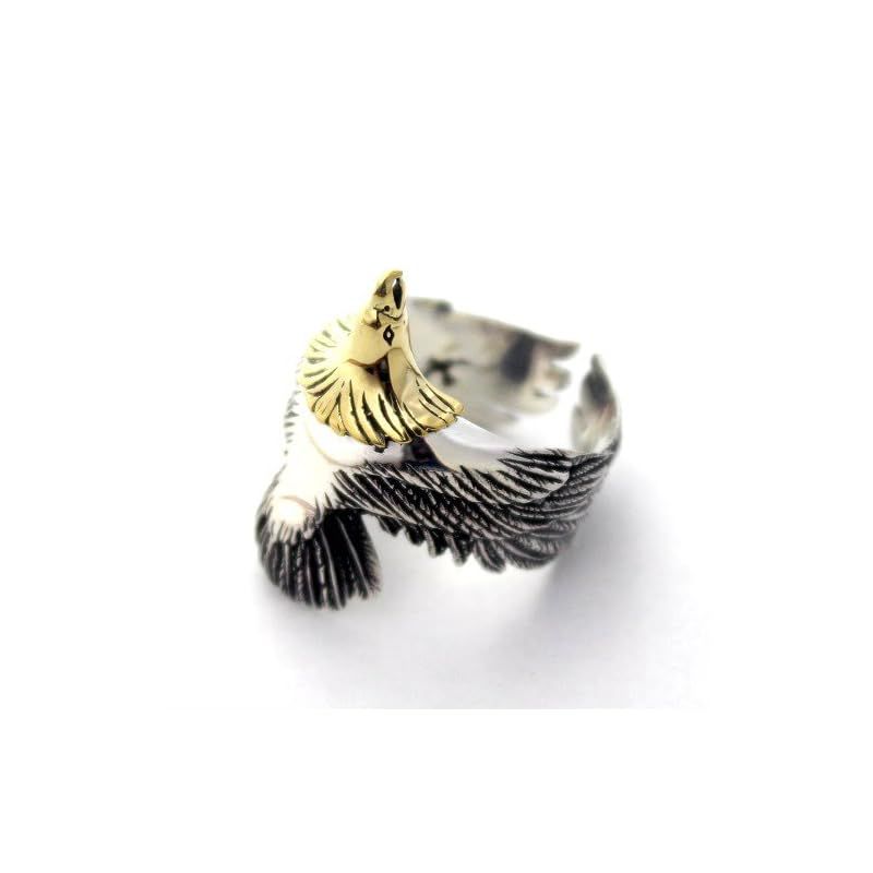 【新品】 ネイティブアメリカン インディアン イーグル 鷹 シルバー９２５ リング 指輪 0