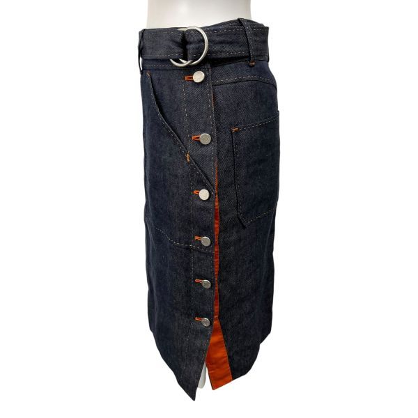 エルメス　タイトスカート ○□ エルメス HERMES デニムスカート タイトスカート ミモレ丈