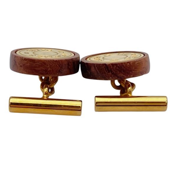 ○ エルメス HERMES セリエ ウッド カフリンクス カフスボタン