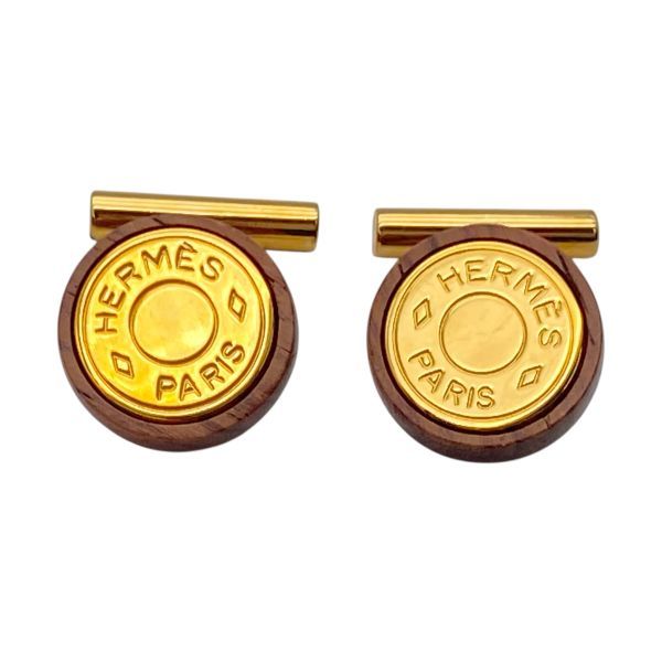 ○ エルメス HERMES セリエ ウッド カフリンクス カフスボタン