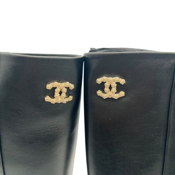 ○□ 美品 シャネル CHANEL ロングブーツ ココマーク【CCマーク
