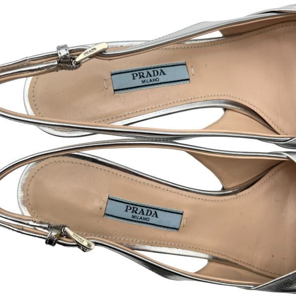 プラダ PRADA パンプス メタリック スリングバック ポインテッドトゥ