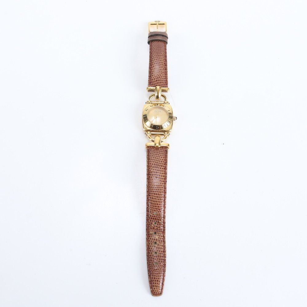 グッチ 6300L ホースビット リザード レザー 腕時計 クォーツ ウォッチ