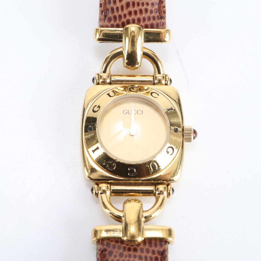グッチ 6300L ホースビット リザード レザー 腕時計 クォーツ ウォッチ