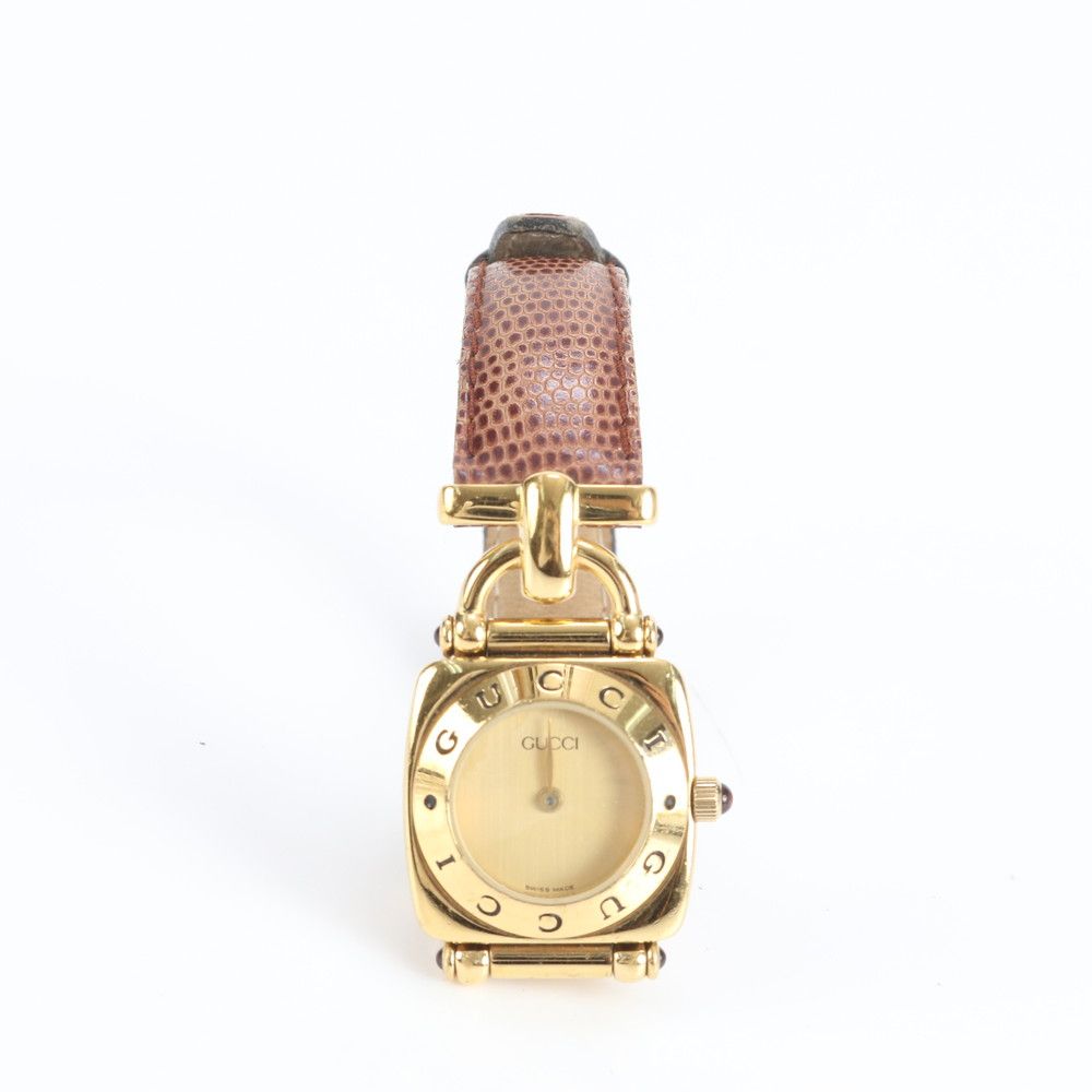 グッチ 6300L ホースビット リザード レザー 腕時計 クォーツ ウォッチ