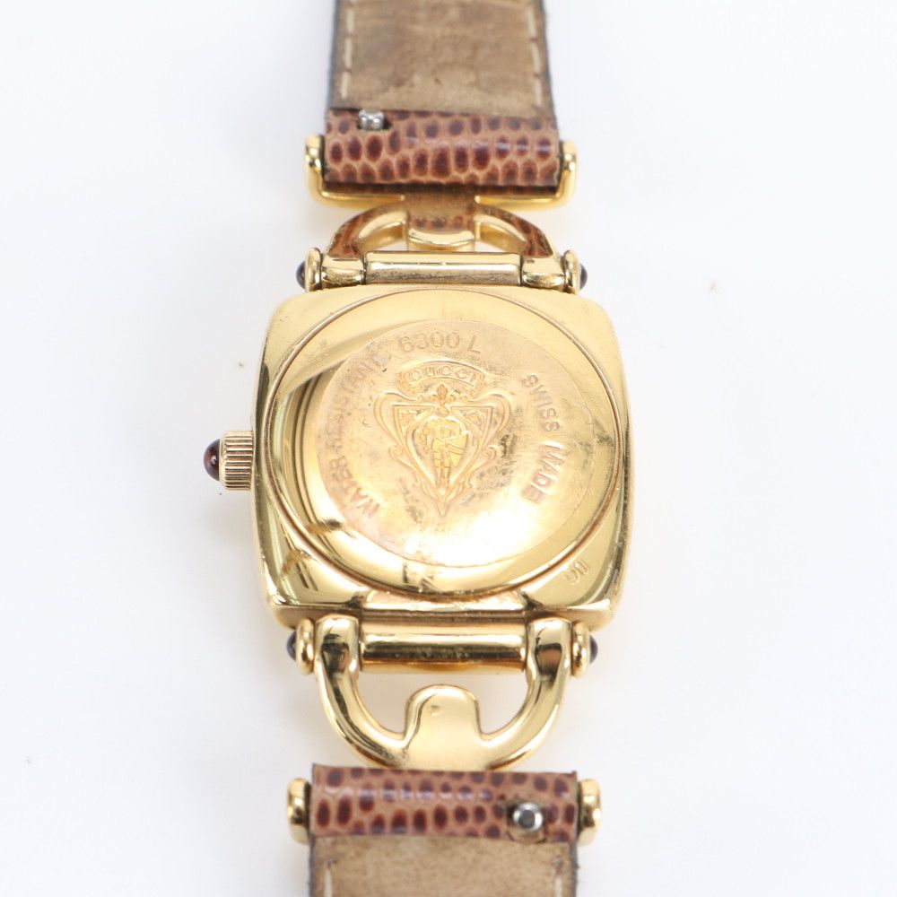 グッチ 6300L ホースビット リザード レザー 腕時計 クォーツ ウォッチ