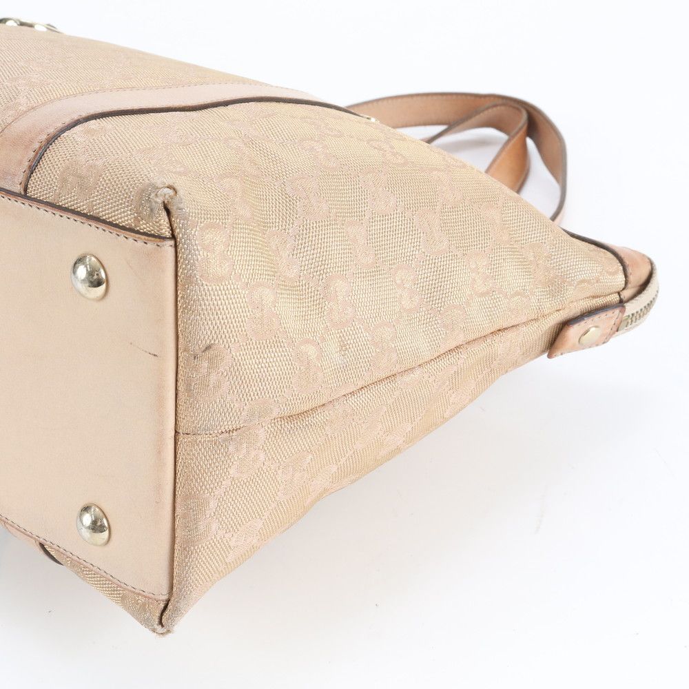 美品 グッチ GG キャンバス アビー 141470 レザー トート バッグ