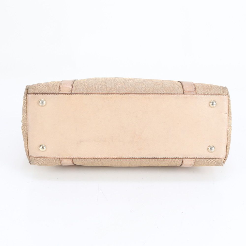 美品 グッチ GG キャンバス アビー 141470 レザー トート バッグ