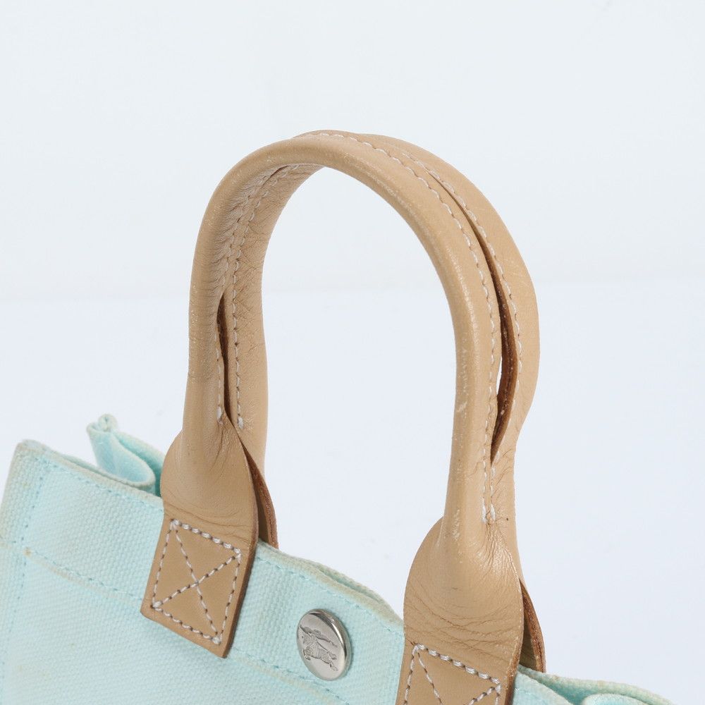 バーバリー ホースロゴ ミニ トート レザー ハンド バッグ シルバー