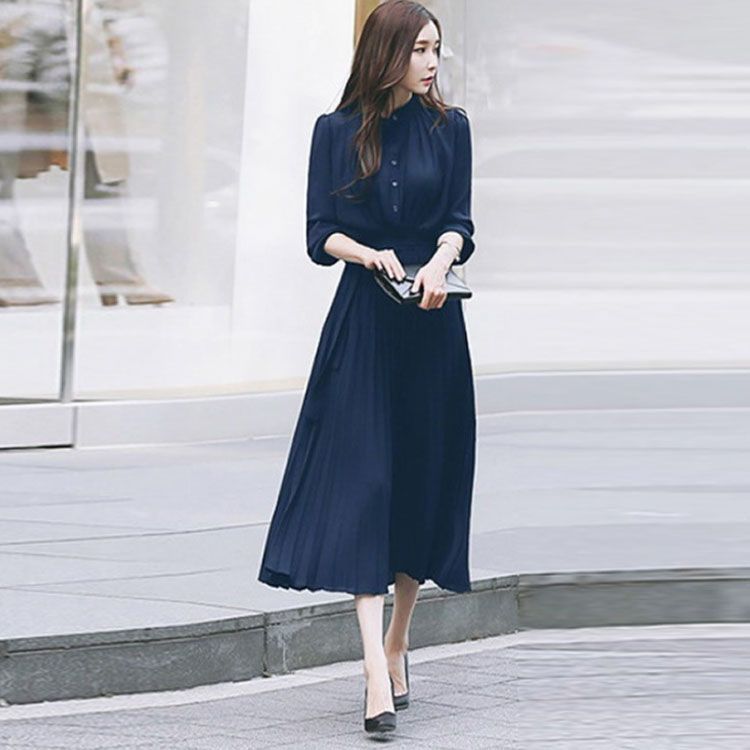 ワンピース シャツワンピース シフォン 長袖 ロング 上品 可愛い