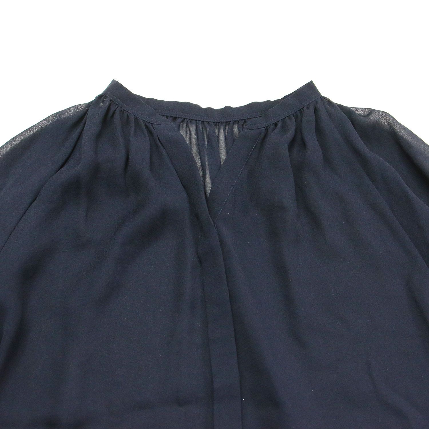 IENA イエナ ブラウス ナチュラル サイズ:FREE | 25春夏 シアー ジョーゼット ギャザー ブラウス / シャツ | 長袖 ラグラン キーネック ワイド | 日本製 | トップス 【レディース】【中古】【K4641】 IENA イエナ ブラウス ネイビー 紺 サイズ:FREE | 25春夏 シアー