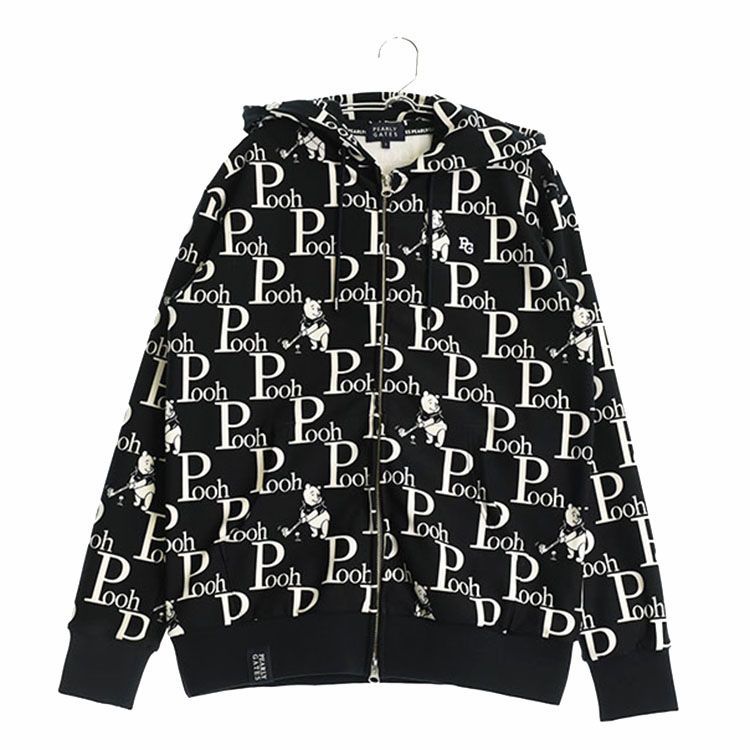 使用感 小 パーリーゲイツ レディース 1 M相当 プーさん長袖パーカー ネイビー系 秋冬 ゴルフ用品