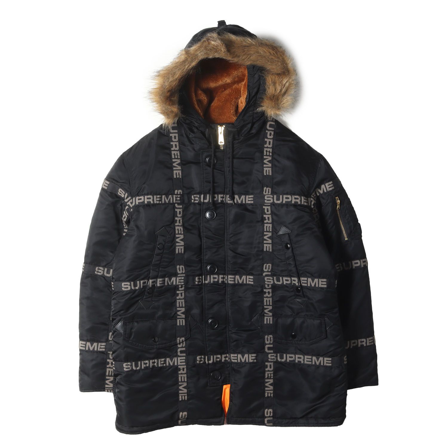 supreme シュプリーム N-3Bフライトミリタリージャケット 美品】Supreme シュプリーム ジャケット ブラック 黒 サイズ:L | ロゴ