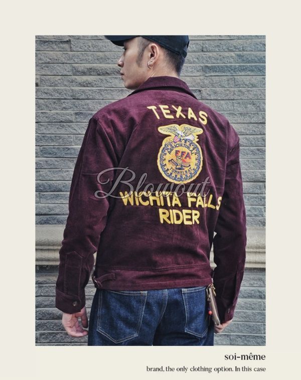 アメリカン 復刻 FFA 刺繍コーデュロイ ワイン バーンジャケット