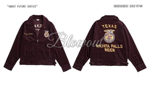 アメリカン 復刻 FFA 刺繍コーデュロイ ワイン バーンジャケット