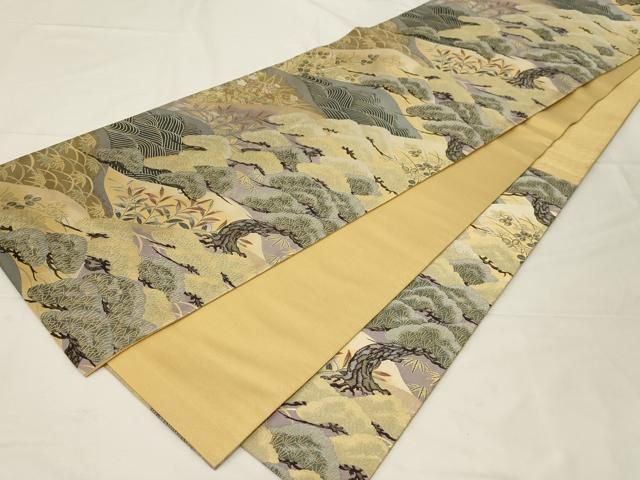 平和屋着物▽六通柄袋帯 紹巴 歴史街道 金糸 正絹 逸品 CAAZ6657dy