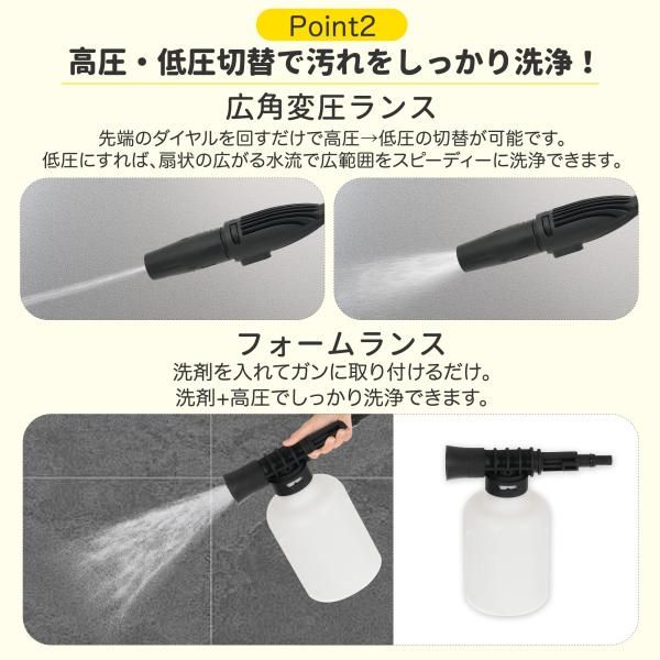 高圧洗浄機 充電式 許容圧力14MPa 吐出水量5.5L/min IPX5防水 強力