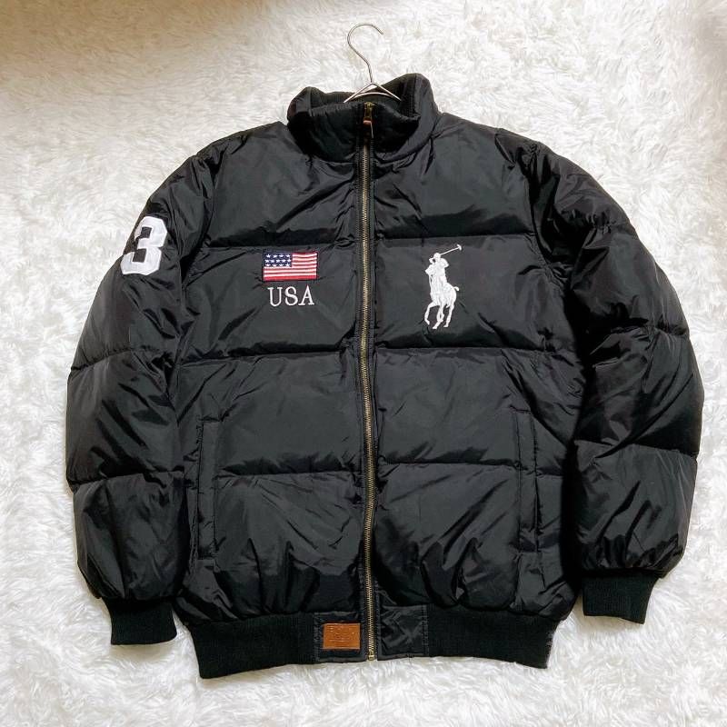 希少✨ポロバイラルフローレン ダウンジャケット ビッグポニー 星条旗 USA 黒 Polo by Ralph Lauren ポロバイラルフローレン ダウンジャケット 肉厚