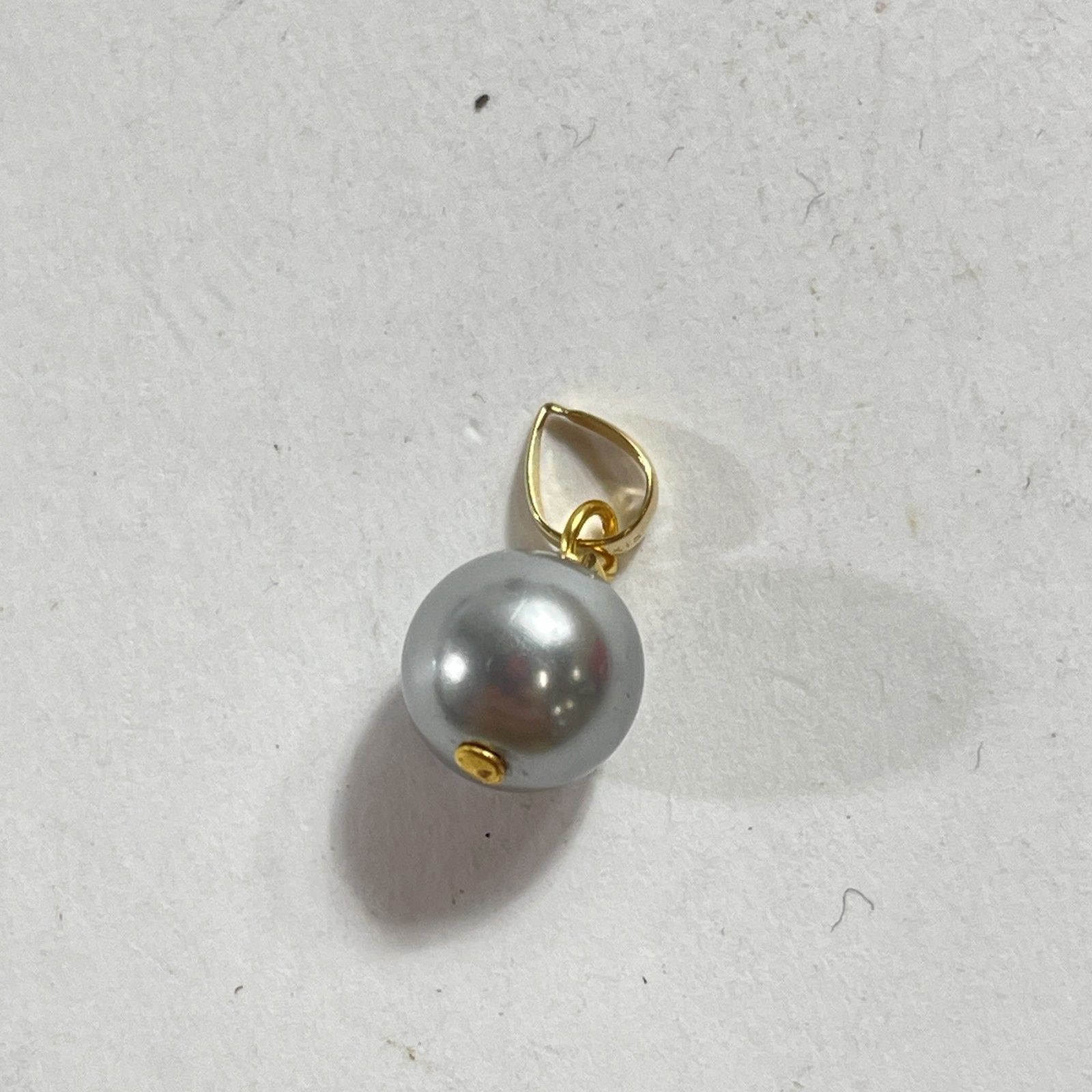 k18刻印入り　パールネックレストップ ☆ K18刻印 18金 ゴールドバチカン グレーパールペンダントトップ 7