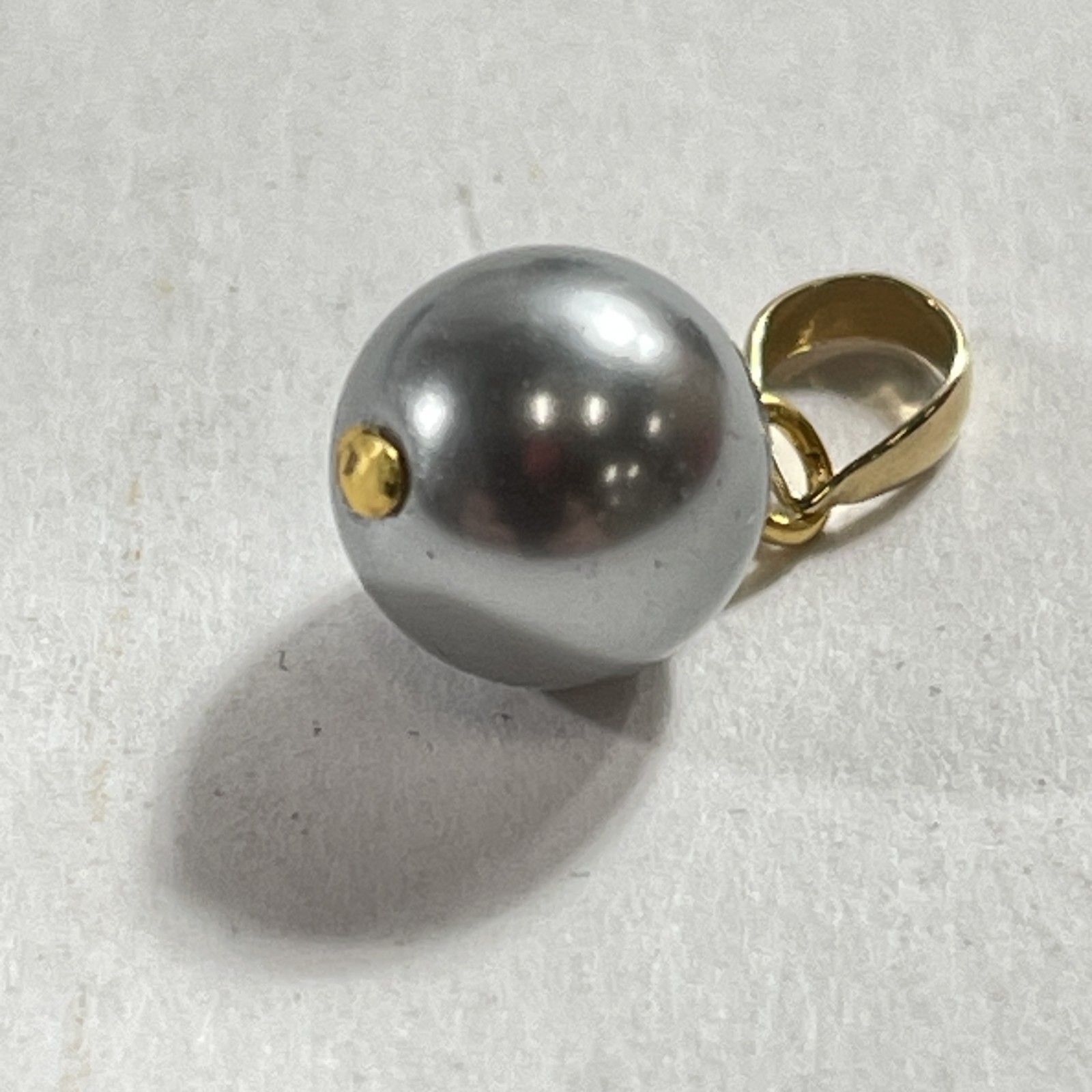k18刻印入り　パールネックレストップ ☆ K18刻印 18金 ゴールドバチカン グレーパールペンダントトップ 7