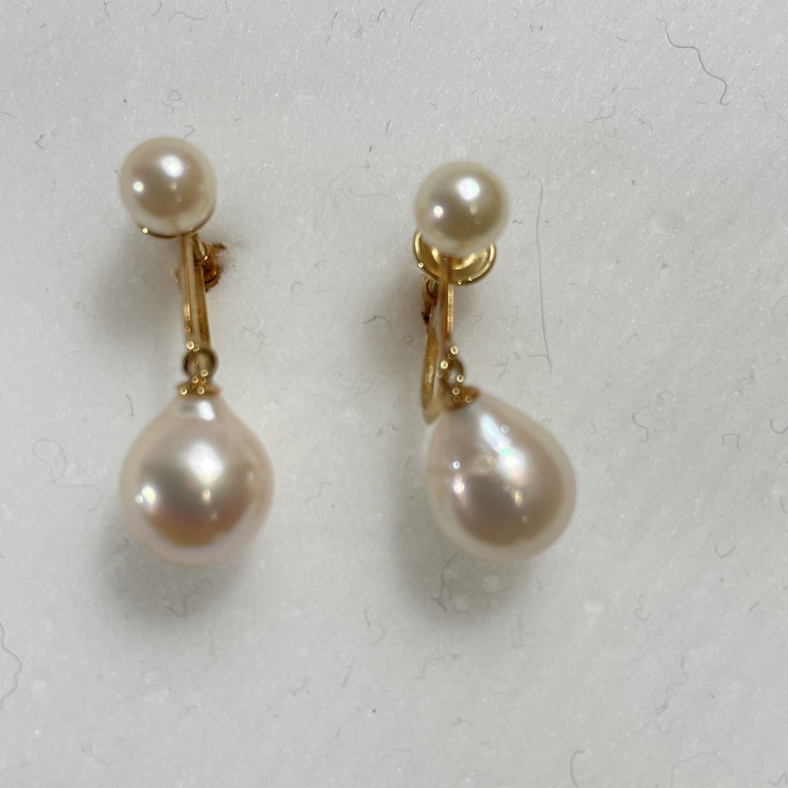 ゴールドパール イヤリング k18（刻印あります） ☆ K18刻印 18金 ゴールドパールイヤリング ネジ式 総重量3.00g