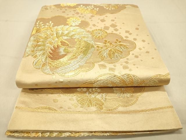平和屋着物◎六通柄袋帯 鳳凰 正倉院花丸文 金糸 引箔