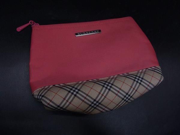 □美品□ BURBERRY バーバリー ナイロンキャンバス チェック柄 ポーチ