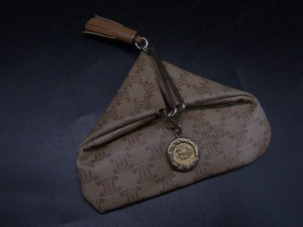 CELINE セリーヌ マカダム柄 レザー タッセル コインケース コイン