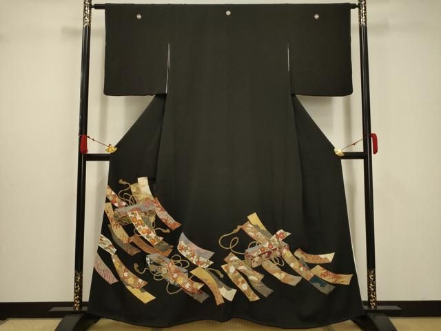 平和屋着物○豪華色留袖 駒刺繍 遠山樹林文 金彩 正絹 逸品 AABB5480ck