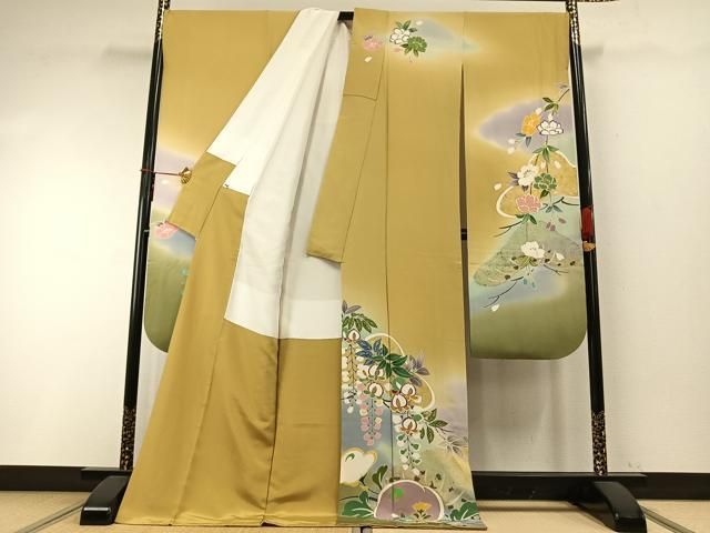 平和屋着物○豪華振袖 友禅 草花文 暈し染め 金彩 ロング丈 正絹 逸品