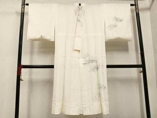 平和屋着物●長襦袢　無双仕立て　扇面花文　半衿刺繍　正絹　逸品　AABD7595ph 平和屋着物○長襦袢 無双仕立て 扇面花文 半衿刺繍 正絹 逸品 AABD7595ph