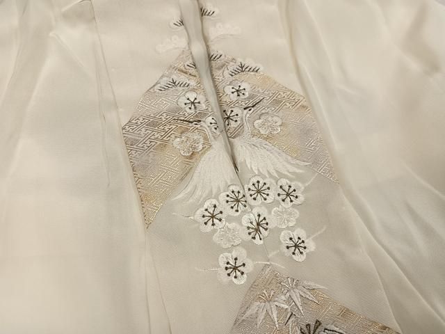 平和屋着物○長襦袢 無双仕立て 扇面花文 半衿刺繍 正絹 逸品 AABD7595ph