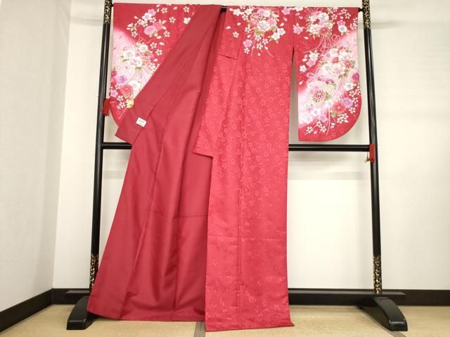 平和屋着物●小振袖　二尺袖　舞花文　暈し染め　金彩　洗える着物　AABD6718ck 平和屋着物○小振袖 二尺袖 舞花文 暈し染め 金彩 洗える着物