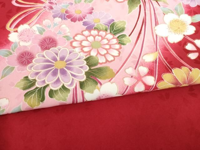 平和屋着物●小振袖　二尺袖　花束文　暈し染め　金彩　洗える着物　AABD6719ck 平和屋着物○小振袖 二尺袖 花束文 暈し染め 金彩 洗える着物