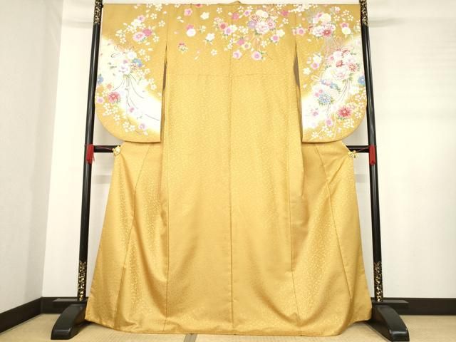 平和屋着物○小振袖 二尺袖 花束文 暈し染め 金彩 洗える着物