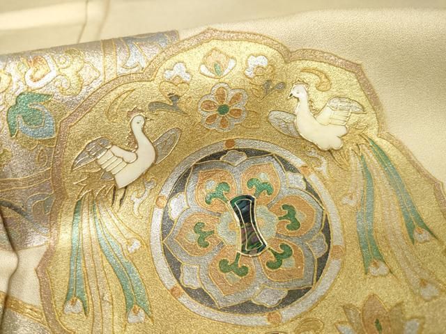 平和屋着物●螺鈿作家　藤本隆士　訪問着　螺鈿　蔦の葉文　暈し染め　金銀彩　正絹　逸品　AABD4440ph 平和屋着物○螺鈿作家 藤本隆士 訪問着 螺鈿 蔦の葉文 暈し染め 金銀彩