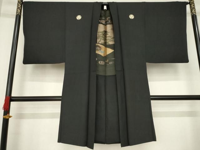 平和屋着物●男性　黒紋付　羽織　羽裏：野球　正絹　逸品　AABD7400ck 平和屋着物○男性 黒紋付 羽織 羽裏：風景文 正絹 逸品 AABD7602ck