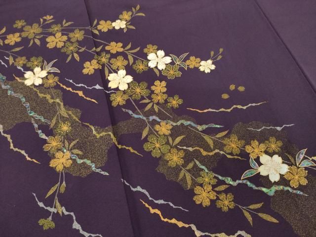 平和屋着物○螺鈿作家 藤本隆士 訪問着 枝垂れ花文 金彩 正絹 逸品