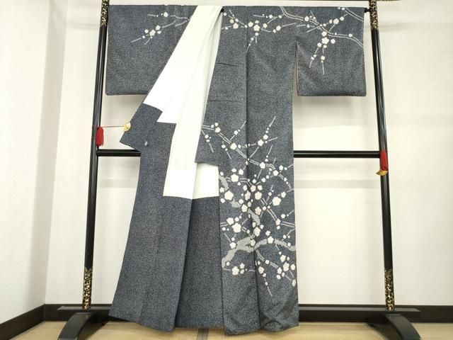 平和屋着物●本場大島紬　染大島　訪問着　絞り　枝花文　正絹　逸品　AABD7642ck 平和屋着物○本場大島紬 染大島 訪問着 絞り 枝花文 正絹 逸品