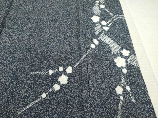 平和屋着物○本場大島紬 染大島 訪問着 絞り 枝花文 正絹 逸品