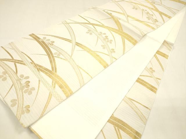 平和屋着物＊夏物 六通柄袋帯 草葉文 金糸 DABA0064cm
