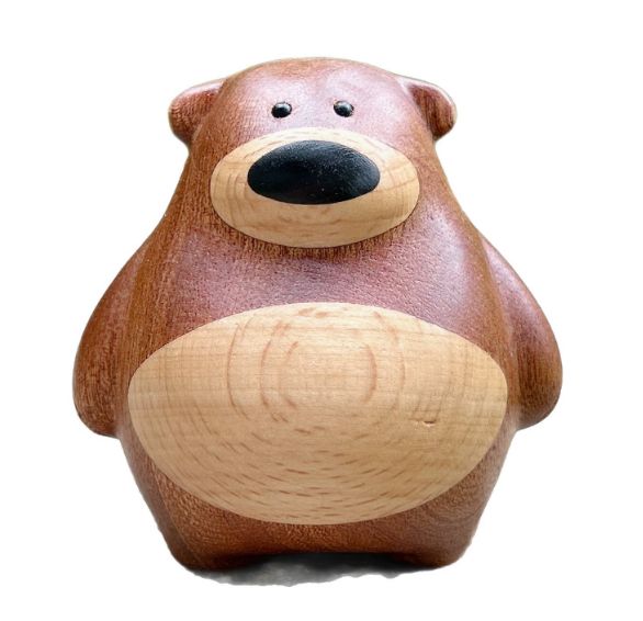 ピース工芸クマの置物 創意的な木製彫刻 インテリアデコレーション